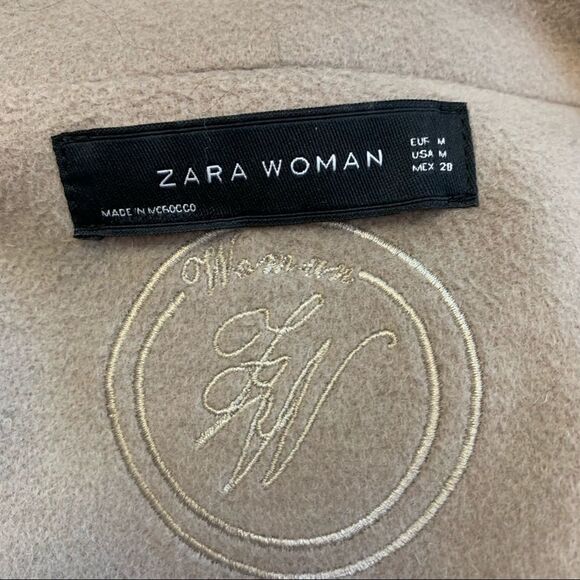 ZARA Taupe greyish tan brown high neck peplum coat size medium - Picture 8 of 13